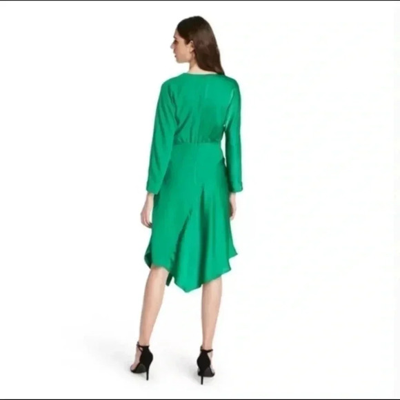 Cushnie for Target Women’s Sz 2 Faux Wrap Asymmetrical Hem Midi Dress Green NWOT - Picture 3 of 8